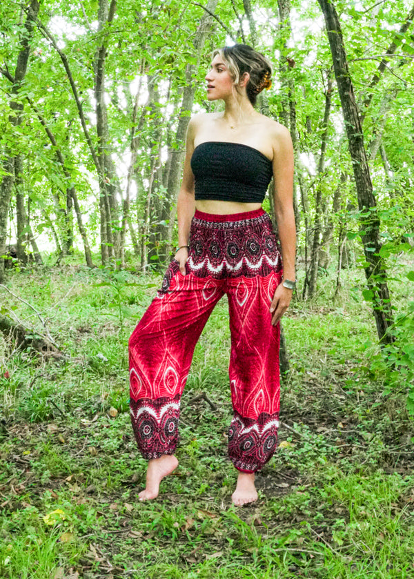 Black Royal Peacock Harem Pants - Lamsri Bohemian