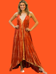 Sunset Flame Tie-Dye Maxi Dress