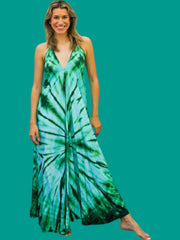 Emerald Green Starburst Tie Dye Maxi Dress