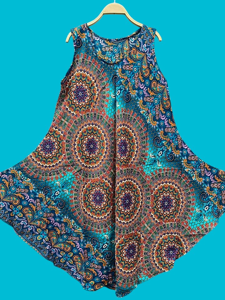 Ocean Bloom Mandala Midi Dress