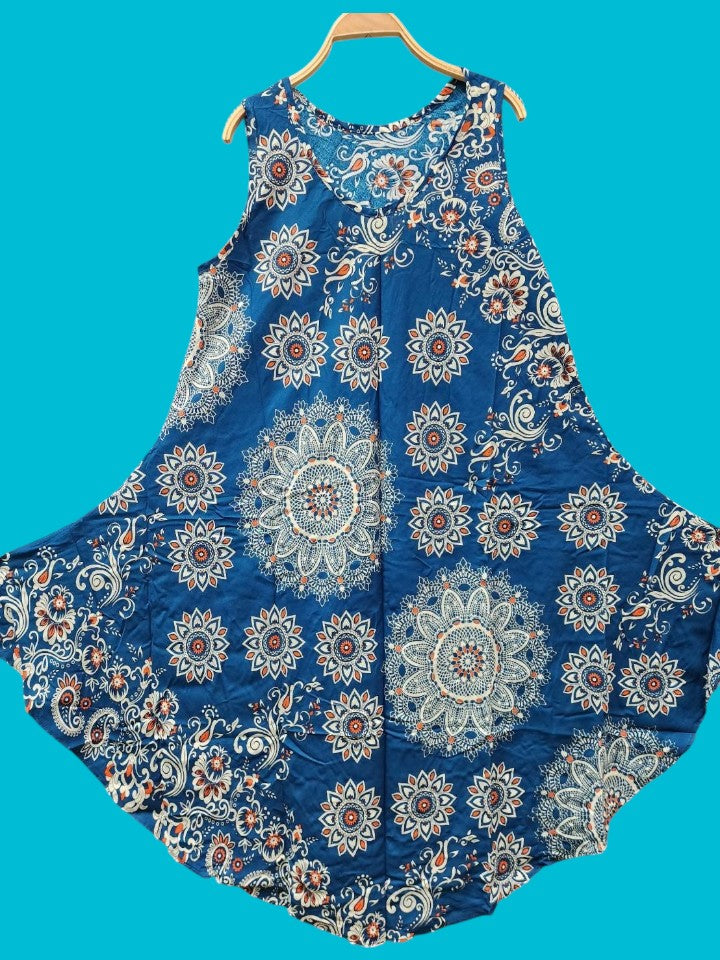 Turquoise Mandala Paisley Boho Midi Dress