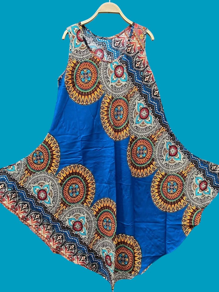 Royal Sunburst Mandala Midi Dress