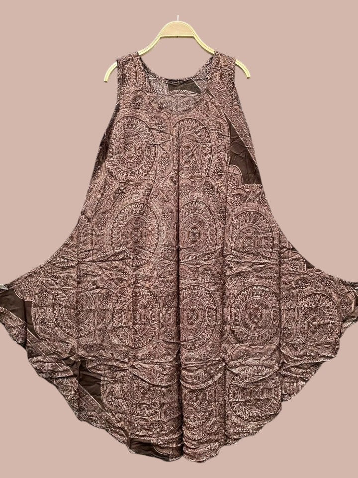 Earthy Mandala Midi Dress