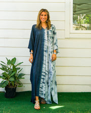 K1532- Black Two Tone Hand Dyed Kaftan Dress