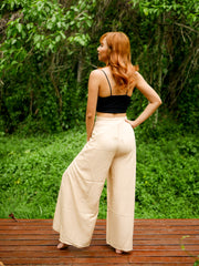 Beige Palazzo Wrap Pants