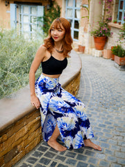 Blue Spirals Palazzo Wrap Pants