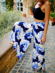 Blue Spirals Palazzo Wrap Pants