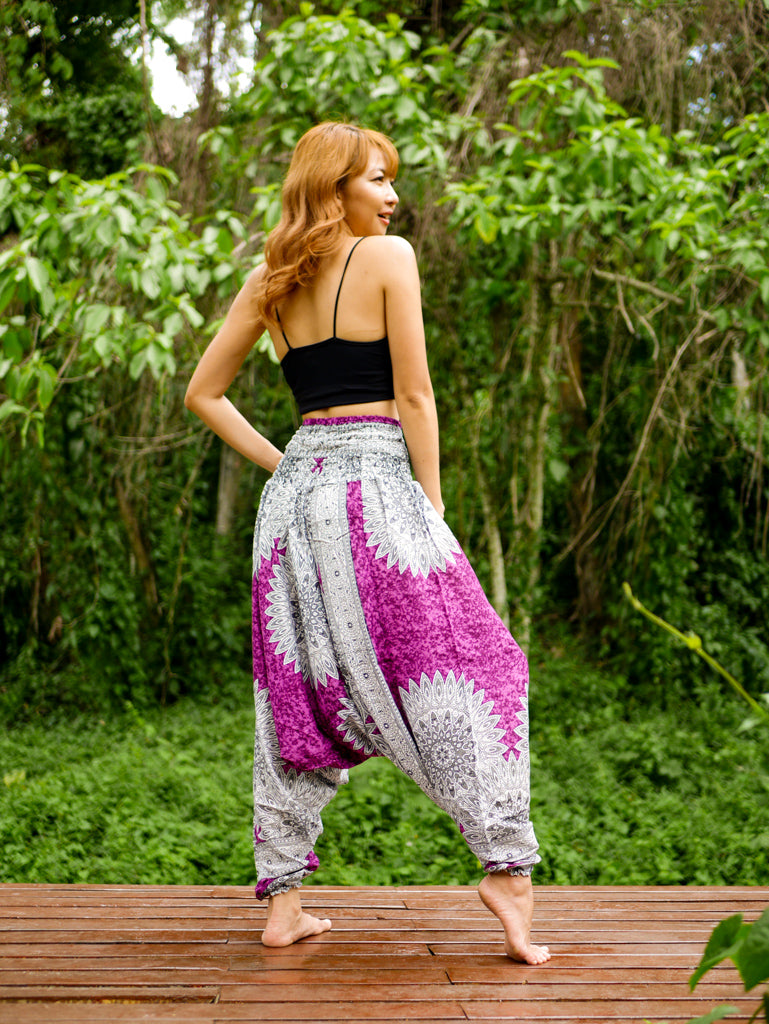 Magenta Pink Mandala Low Cut Harem Pants