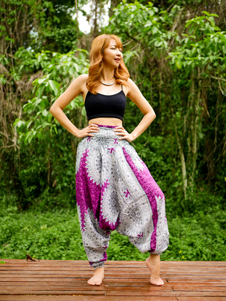 Magenta Pink Mandala Low Cut Harem Pants