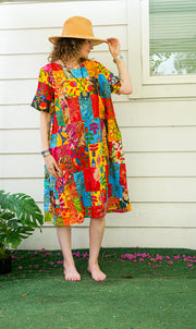 Mosaic Muse Patchwork Bohemian Dress