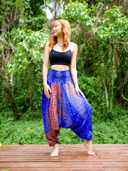 Royal Blue Peacock Low Cut Harem Pants