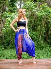 Royal Blue Peacock Low Cut Harem Pants