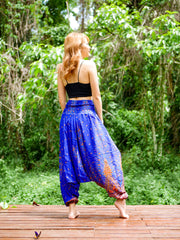 Royal Blue Peacock Low Cut Harem Pants