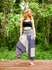 Striped Low Cut Harem Pants