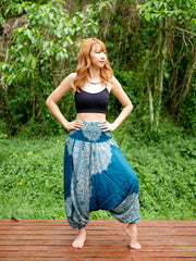 Teal Lotus Low Cut Harem Pants