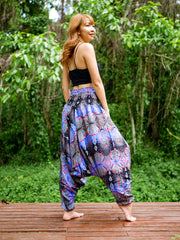 Blue Paisley Low Cut Harem Pants