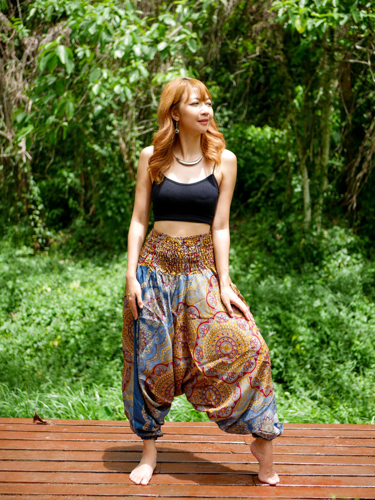 Earth Tone Mandala Low Cut Harem Pants