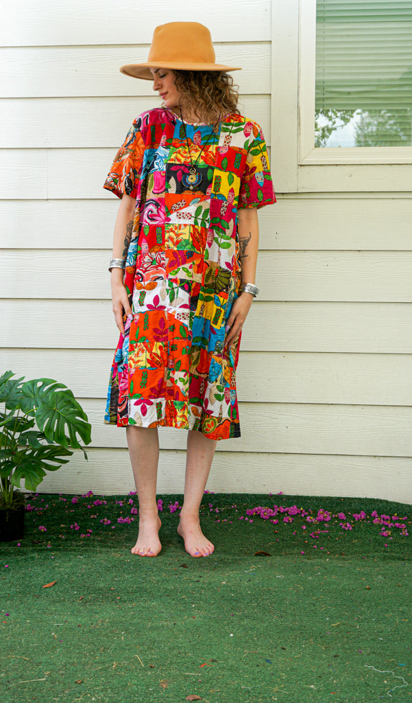 Artful Bloom Patchwork Bohemian Dress