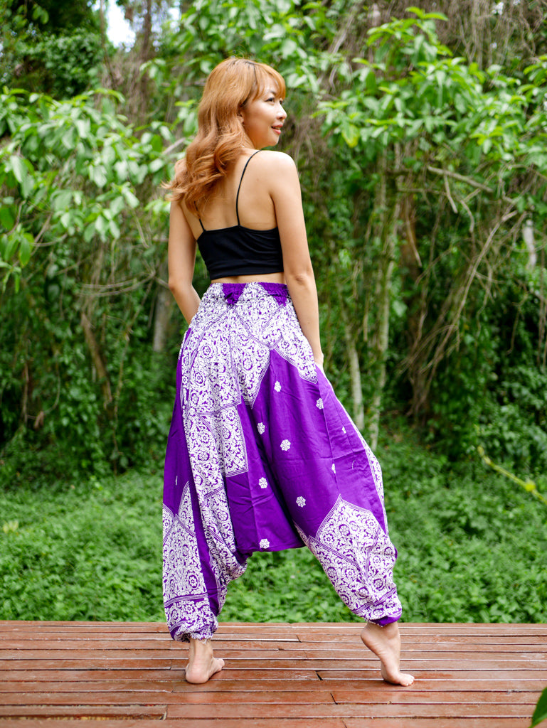 Purple Mandala Low Cut Harem Pants