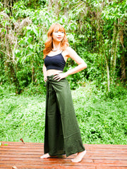 Dark Green Palazzo Wrap Pants