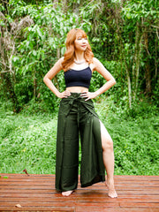 Dark Green Palazzo Wrap Pants