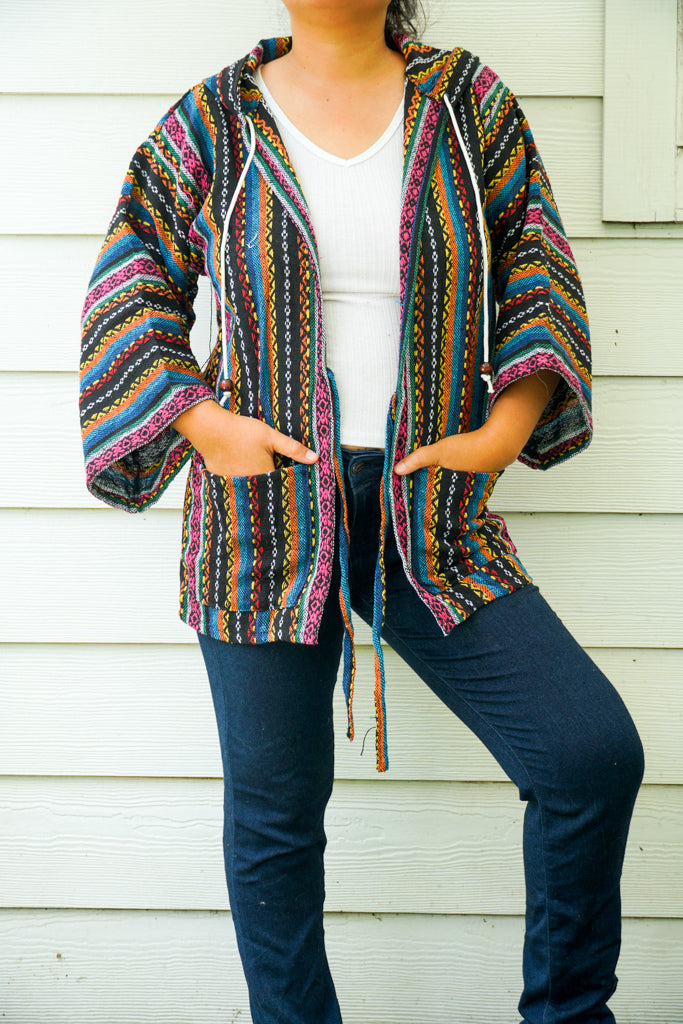 Nomad Charm Hippie  Hooded Jacket Cardigan with Pockets