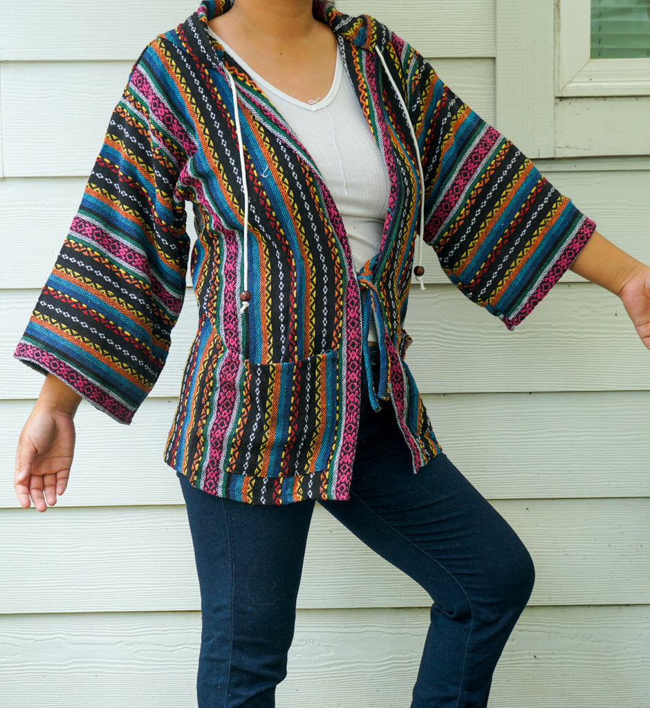 Nomad Charm Hippie  Hooded Jacket Cardigan with Pockets