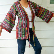 Ethnic Flair Cover Up Hooded Jacket Cardigan with Pockets