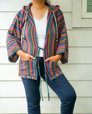 Festival Flair Cover Up Hooded Jacket Cardigan with Pockets