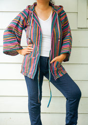 Festival Flair Cover Up Hooded Jacket Cardigan with Pockets