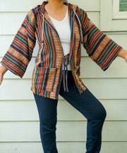 Color Weave Cover Up Hooded Jacket Cardigan with Pockets