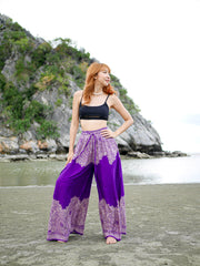 Purple Mandala Wide Leg Palazzo Pants