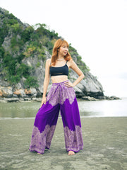 Purple Mandala Wide Leg Palazzo Pants