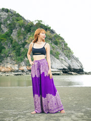 Purple Mandala Wide Leg Palazzo Pants