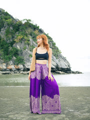 Purple Mandala Wide Leg Palazzo Pants