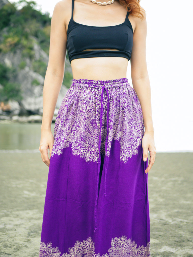 Purple Mandala Wide Leg Palazzo Pants