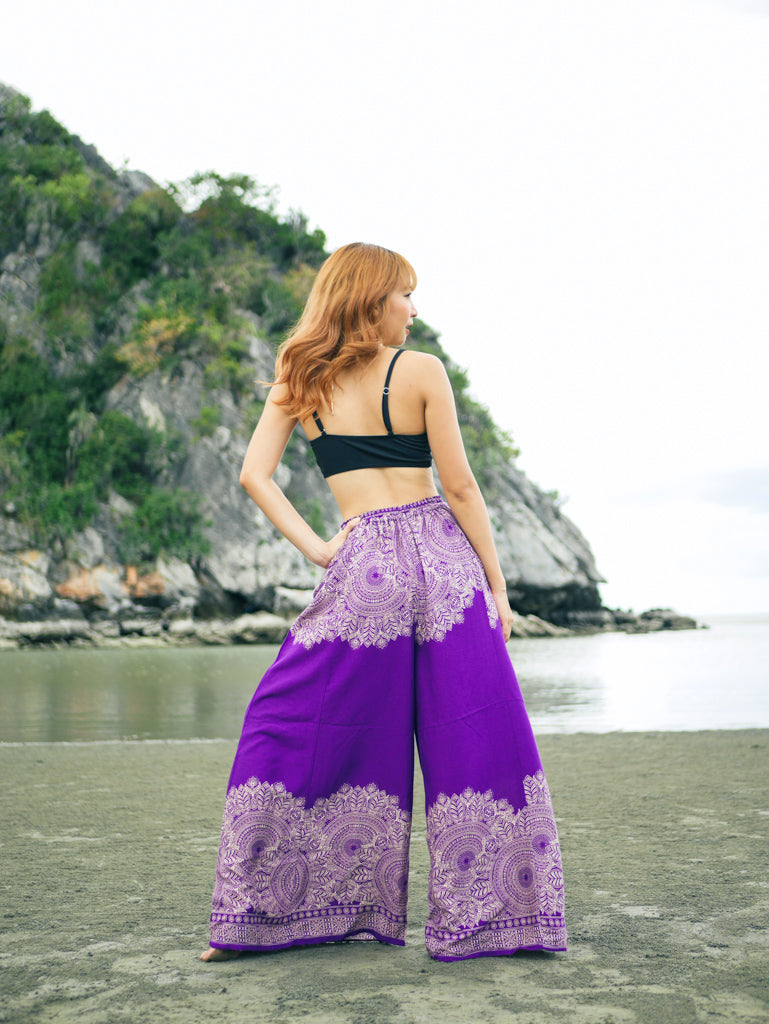 Purple Mandala Wide Leg Palazzo Pants