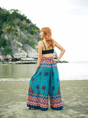 Teal Mandala Wide Leg Palazzo Pants