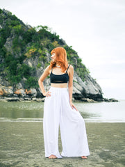 White Wide Leg Palazzo Pants