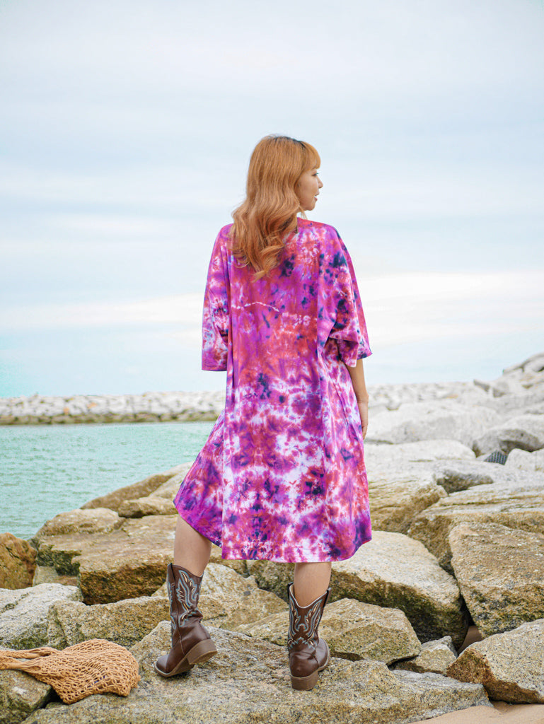 Peace Blossom Hippie Oversized Cotton Tunic Shirt Dress