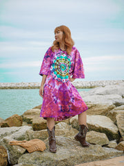 Peace Blossom Hippie Oversized Cotton Tunic Shirt Dress