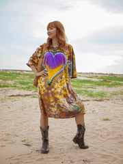 Amber Heart Hippie Oversized Cotton Tunic Shirt Dress