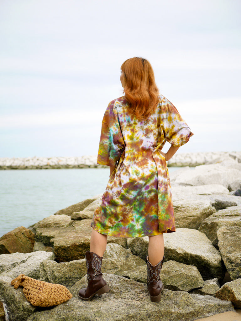 Amber Heart Hippie Oversized Cotton Tunic Shirt Dress