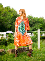 Diamond Ember Hippie Oversized Cotton Tunic Shirt Dress