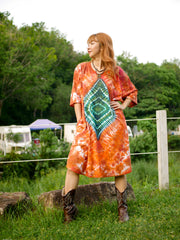 Diamond Ember Hippie Oversized Cotton Tunic Shirt Dress