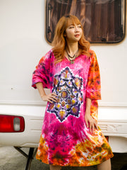 Mandala Radiance Hippie Oversized Cotton Tunic Shirt Dress