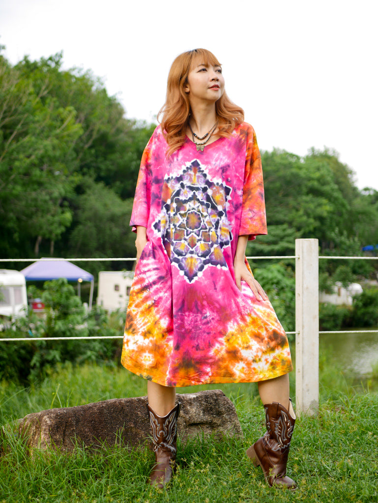 Mandala Radiance Hippie Oversized Cotton Tunic Shirt Dress