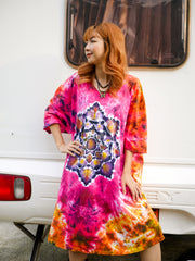 Mandala Radiance Hippie Oversized Cotton Tunic Shirt Dress