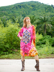 Mandala Radiance Hippie Oversized Cotton Tunic Shirt Dress