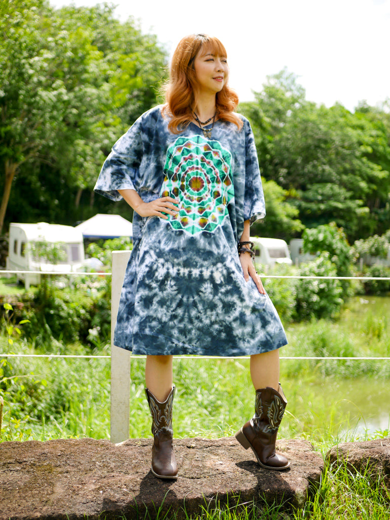 Mandala Dream Hippie Oversized Cotton Tunic Shirt Dress